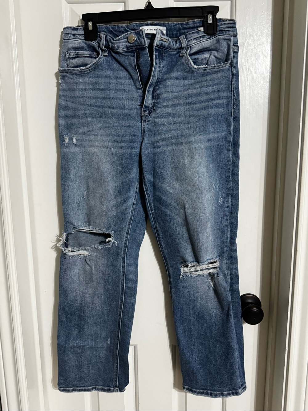 Flying Monkey Distressed Light Blue Straight-Leg Jeans